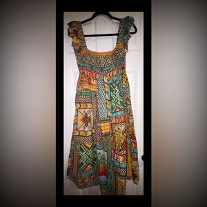 FARM Rio Banana scarves midi dress Multicolor Geometric Print